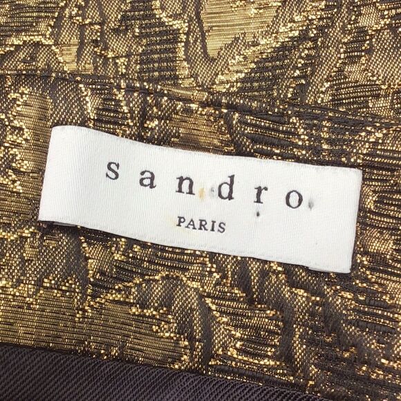 Sandro Paris Goldena Metallic Bronze Brocade Ruffled Mini Skirt - Picture 14 of 16
